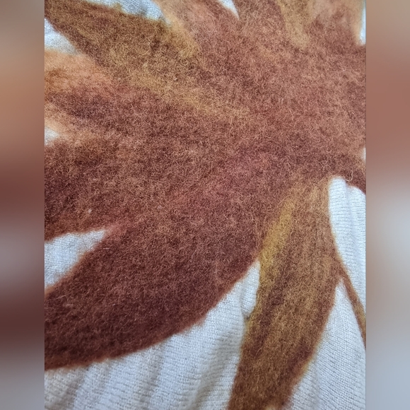 Aaeda Textured Leaves Dolman Sleeves Mock Neck Perfect Fall Sweater - Picture 8 of 8